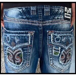 Rock Revival Sunburst  A202 Alt Straight Jeans Size 40w 32"Inseam R3616…